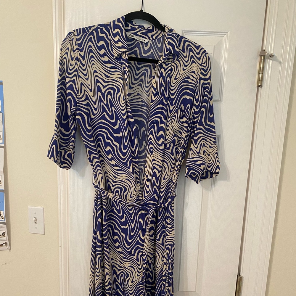 Zara long shirt dress with belt.
